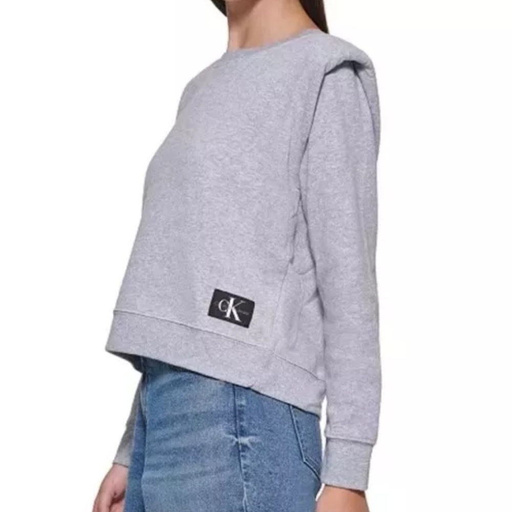 Calvin Klein Gray Shoulder Pad Sweatshirt - L